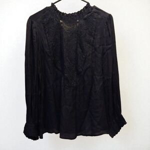 Lucky Brand Black Embroidered QWomen's Blouse